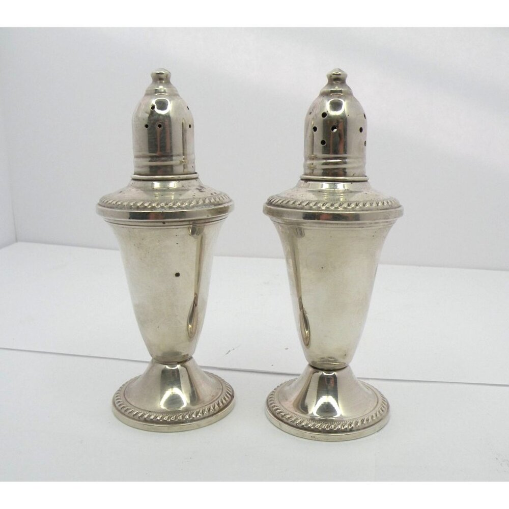 Vintage Duchin Sterling Silver Weighted Glass Lined Salt & Pepper Shakers With O